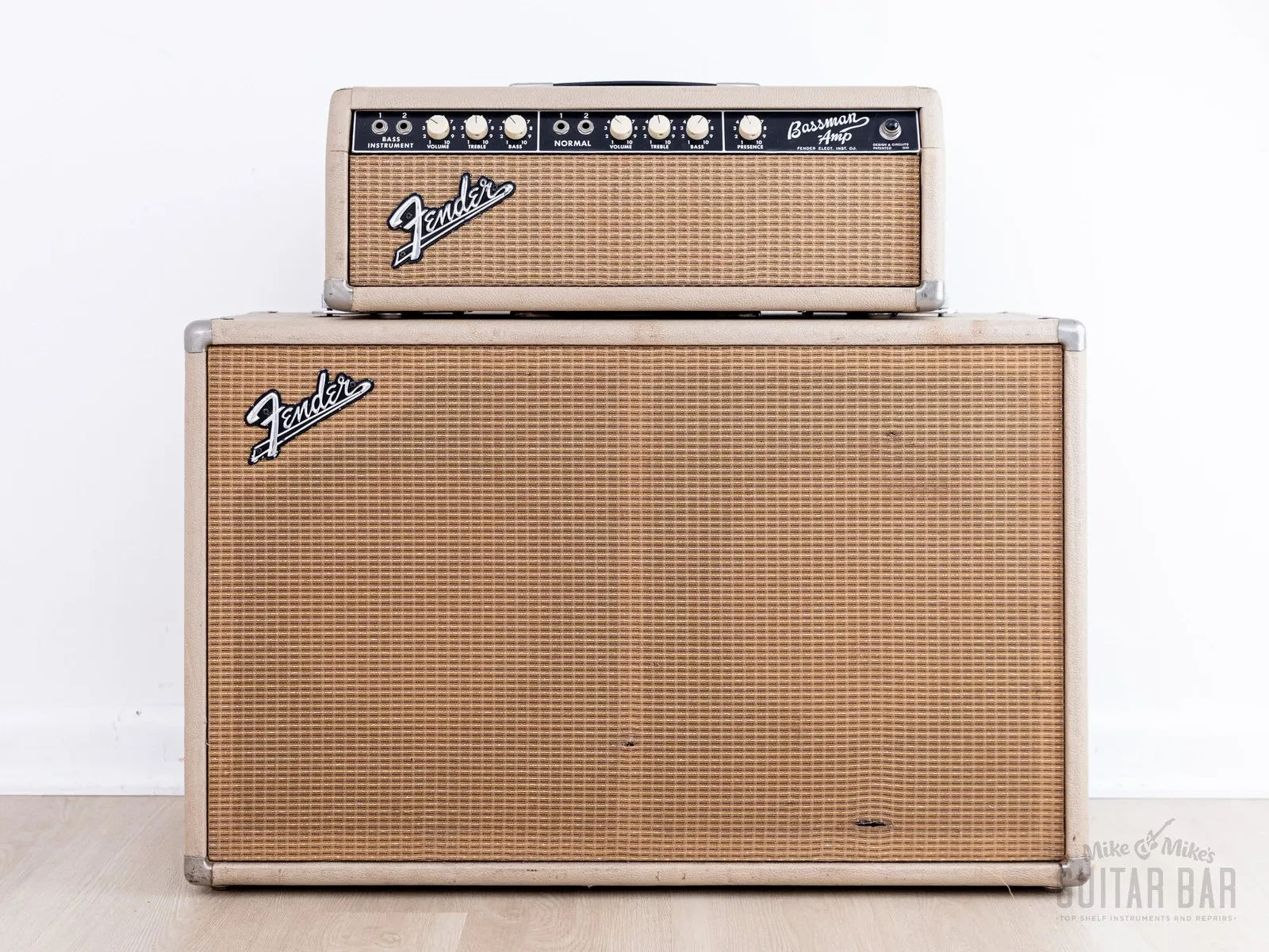 1964 Fender Bassman 6G6-B Tuxedo Brown Panel Blonde Vintage Piggyback Tube Amp