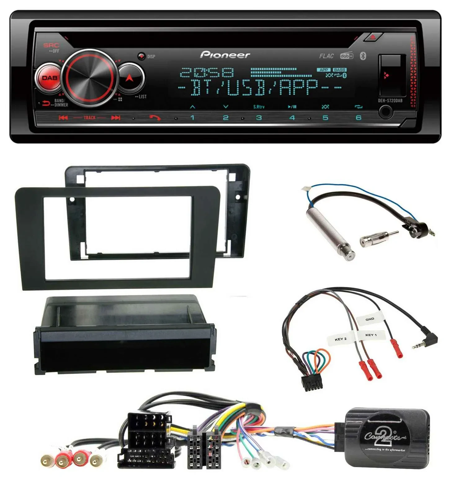 Pioneer Lenkrad DAB CD Bluetooth USB Autoradio für Audi A3 Symphony ISO 8P 2003-