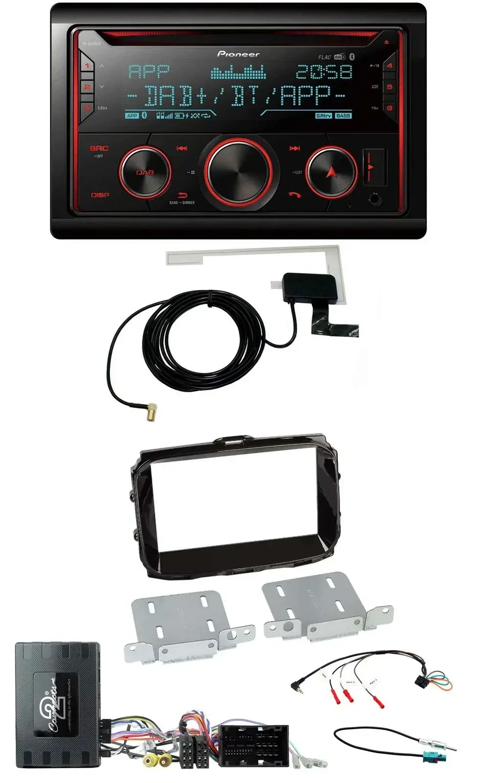 Автомагнитола для Alfa Romeo Giulietta (2014–2021) Pioneer 2DIN, DAB, USB, CD, Bluetooth, поддержка кнопок на руле