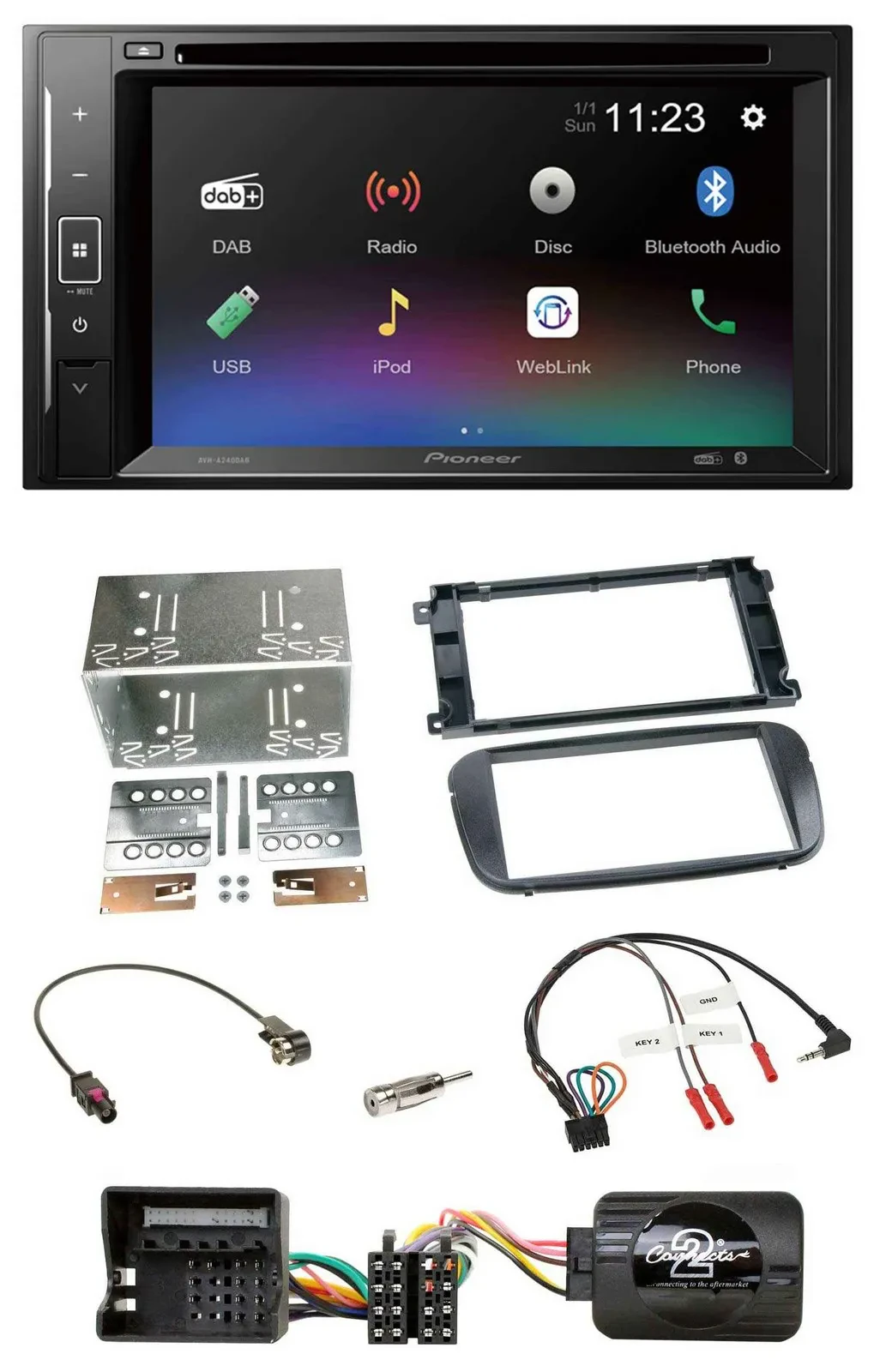 Pioneer Bluetooth Lenkrad USB 2DIN DAB DVD Autoradio für Ford S-Max Mondeo 07-14