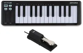 Arturia MICROLAB MK3 Black 25-Key MIDI USB Keyboard Controller+Sustain Pedal