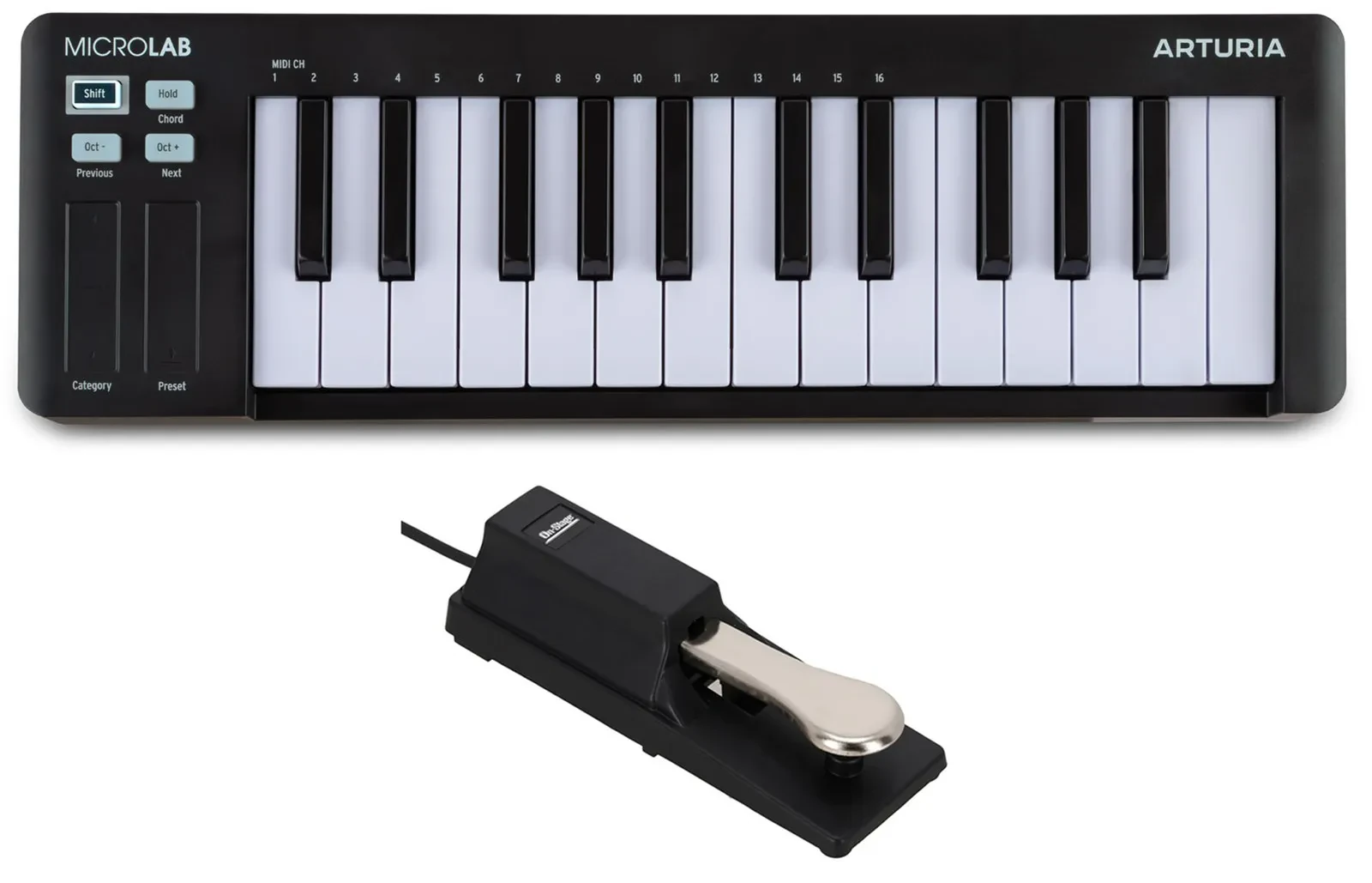 Arturia MICROLAB MK3 Black 25-Key MIDI USB Keyboard Controller+Sustain Pedal