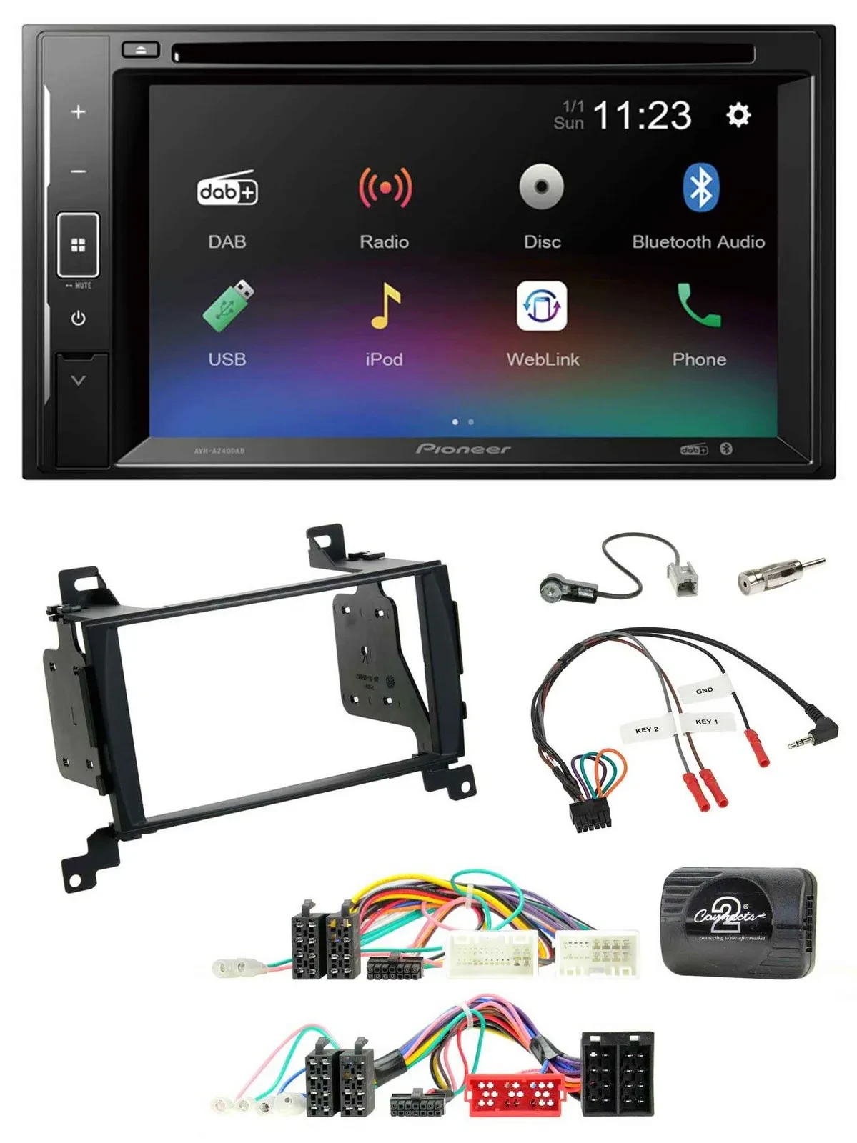 Автомагнитола для Hyundai Santa Fe Pioneer 2DIN, Bluetooth, USB, DAB, DVD