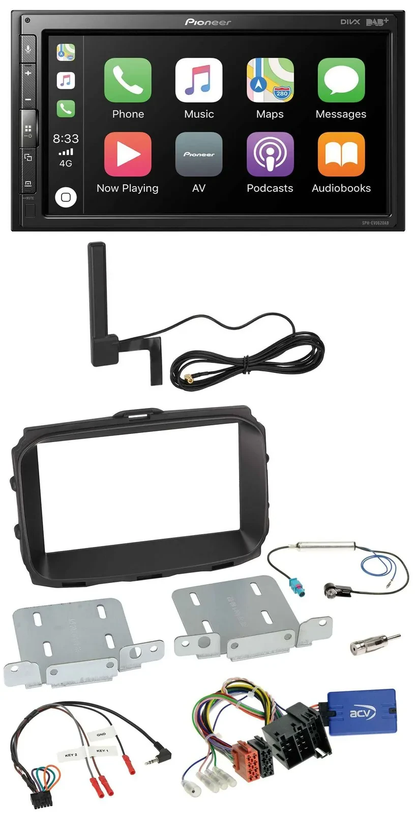 Pioneer USB 2DIN Bluetooth DAB Lenkrad Autoradio für Alfa Romeo Giulietta 2013-2