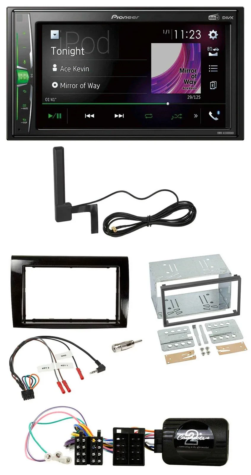 Автомагнитола Pioneer 2DIN, Bluetooth, DAB, MP3, для Fiat Bravo (2007–2014), поддержка управления на руле