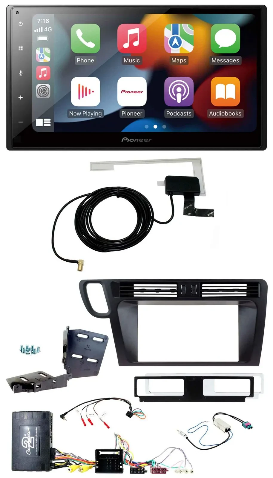 Pioneer Lenkrad USB Bluetooth DAB 2DIN Autoradio für Audi Q5 Infoadapter Aktiv o