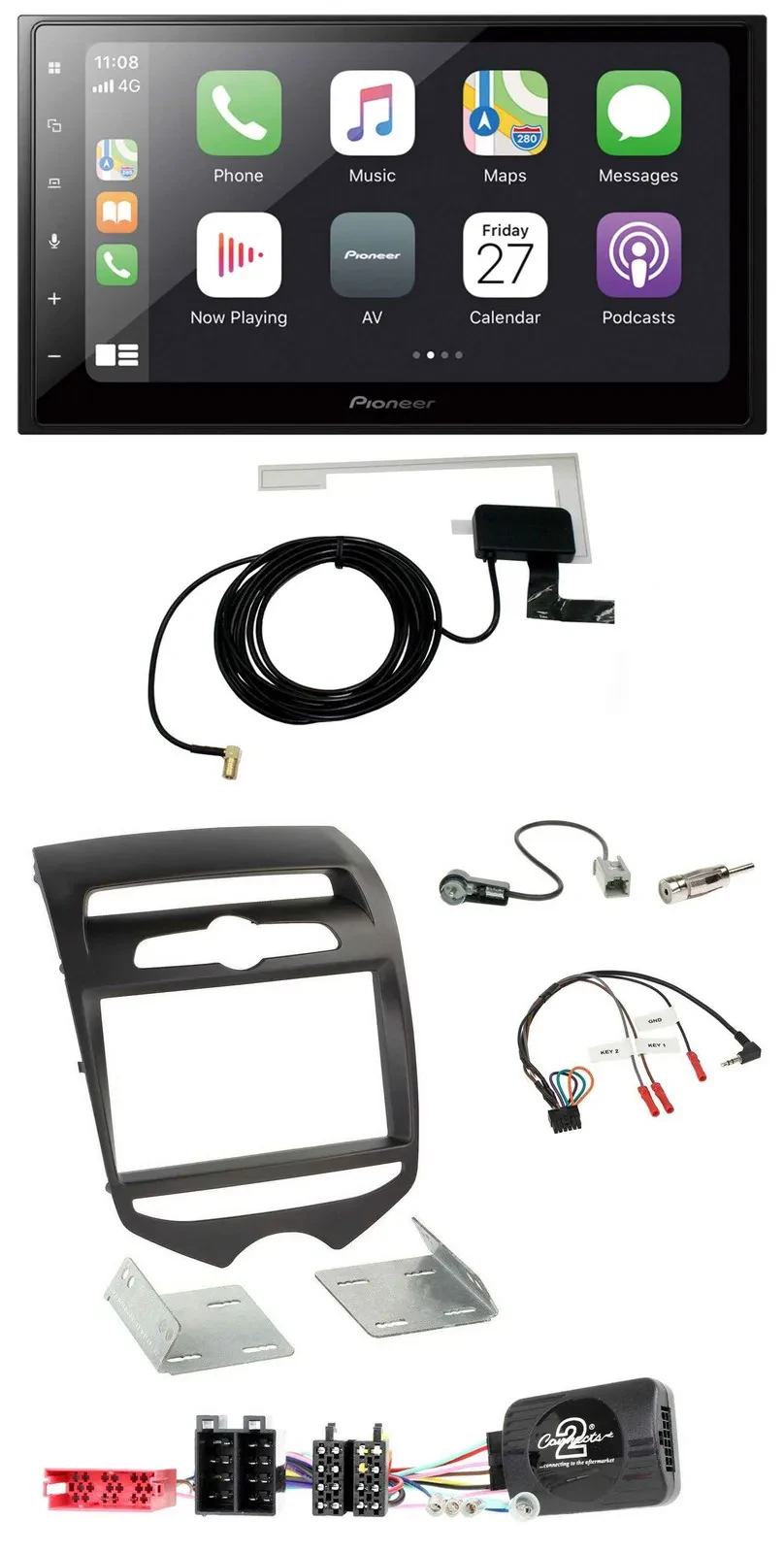 Автомагнитола Pioneer 2DIN Bluetooth DAB USB для Hyundai ix20 (с 2010), совместима с управлением на руле