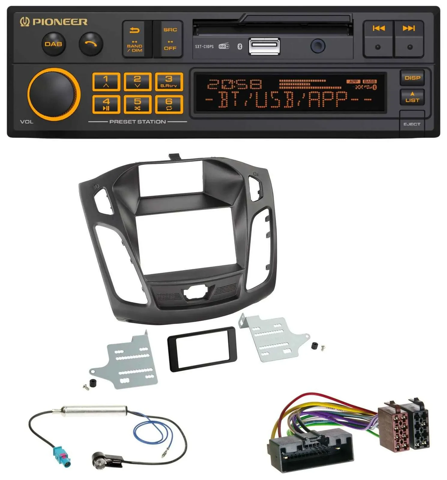Автомагнитола для Ford Focus (DYB, 2011–2014) Pioneer DAB, MP3, USB, Bluetooth