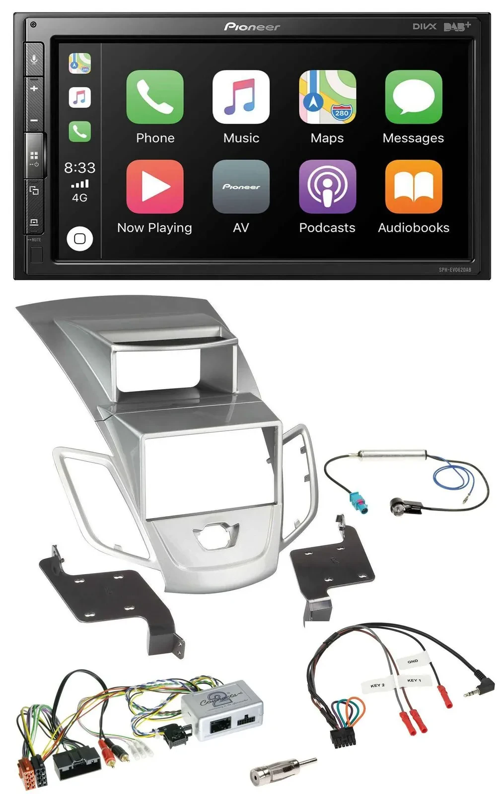 Pioneer USB Lenkrad DAB 2DIN Bluetooth Autoradio für Ford Fiesta 2010-17 Display