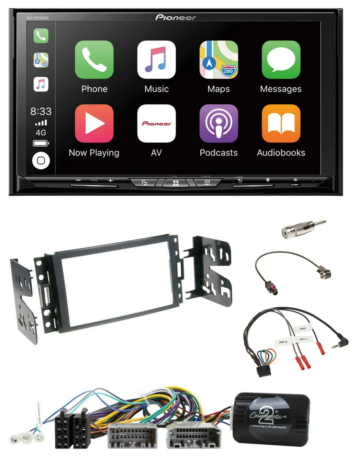 Pioneer 2DIN Lenkrad USB DAB DVD Bluetooth Autoradio für Jeep Grand Cherokee 201