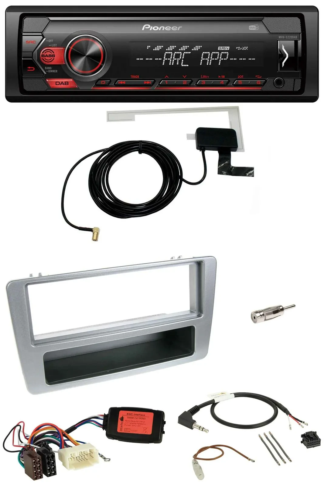 Pioneer 1DIN USB DAB MP3 Lenkrad Autoradio für Honda Civic 2001-2003 silber