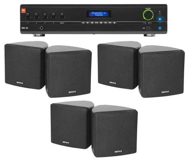 Настенная акустика JBL Cube 70v Black с усилителем (6 штук)