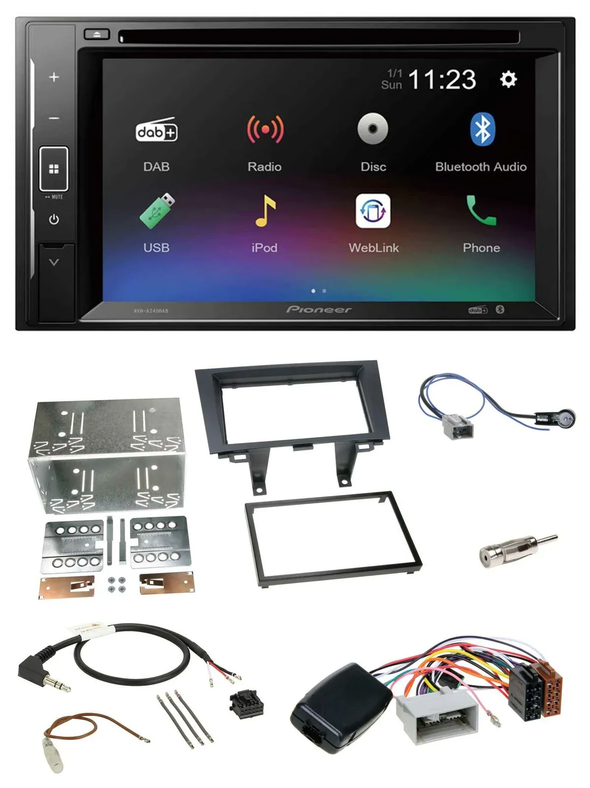 Pioneer Bluetooth Lenkrad USB 2DIN DAB DVD Autoradio für Honda CRV 2006-2012