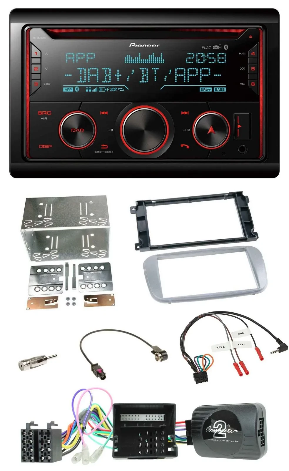 Pioneer 2DIN DAB Lenkrad Bluetooth USB CD Autoradio für Ford Galaxy C-Max Focus