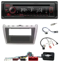 Автомагнитола для Mazda 6 (2008–2012) Kenwood CD, USB, Bluetooth, DAB, серебристо-чёрная
