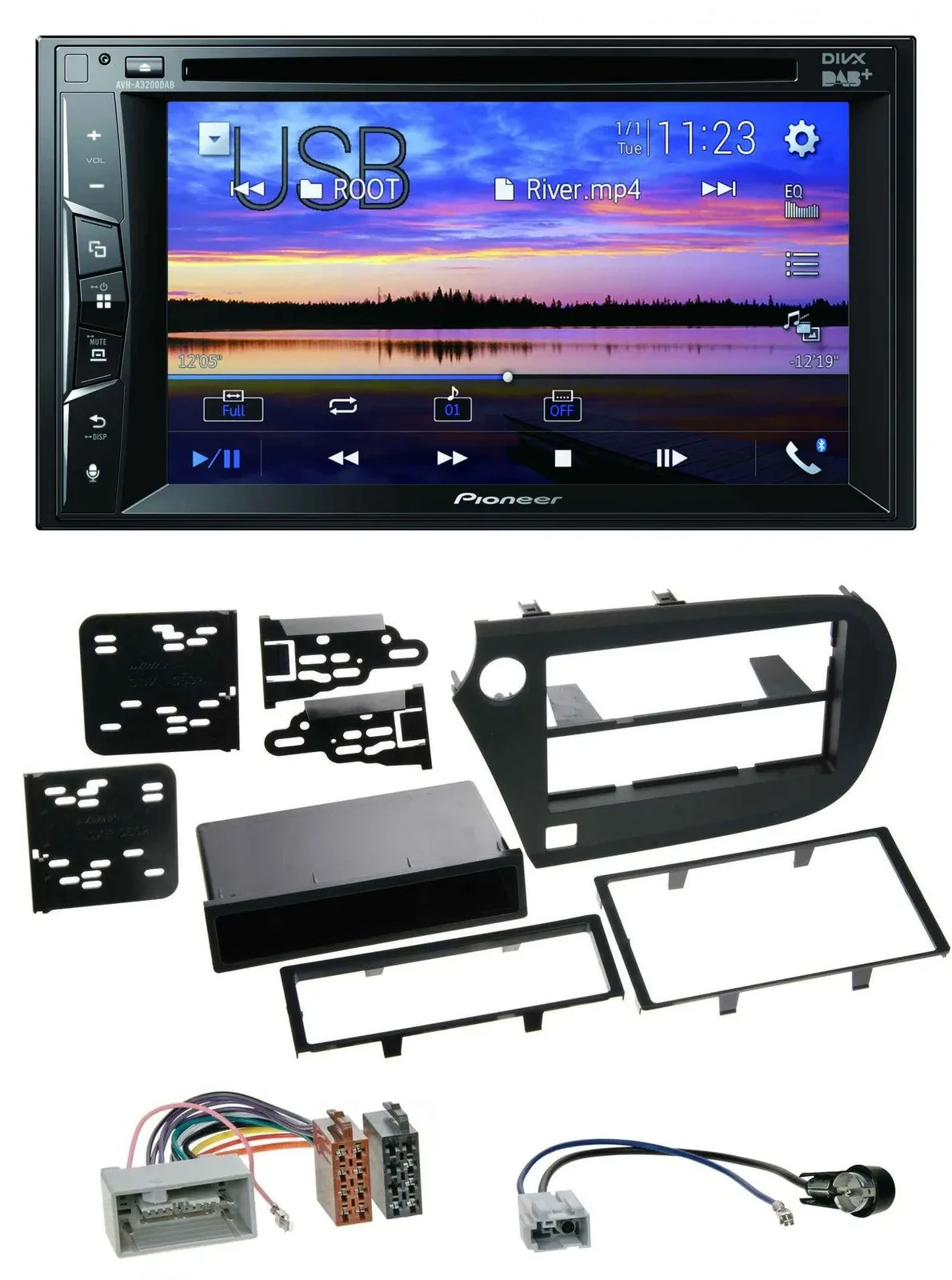 Автомагнитола Pioneer 2-DIN Bluetooth USB DVD DAB MP3 для Honda Insight ZE2 (2009–2013)
