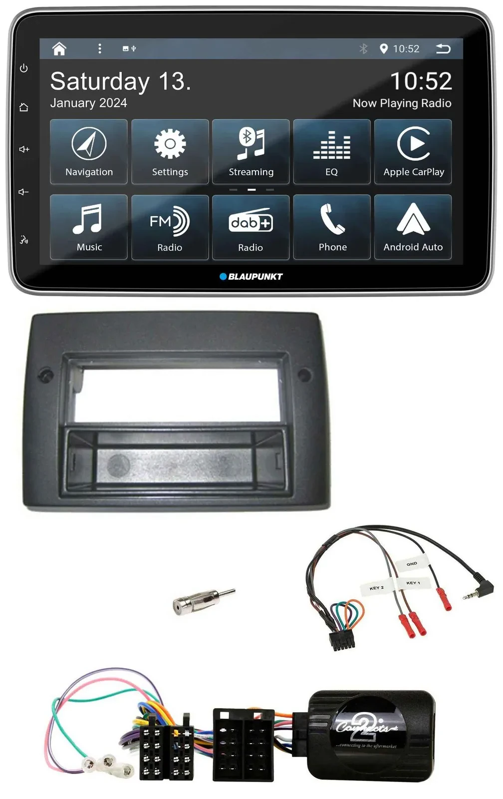 Автомагнитола Blaupunkt USB DAB SD Bluetooth для Fiat Stilo 2001–2007 с поддержкой управления на руле