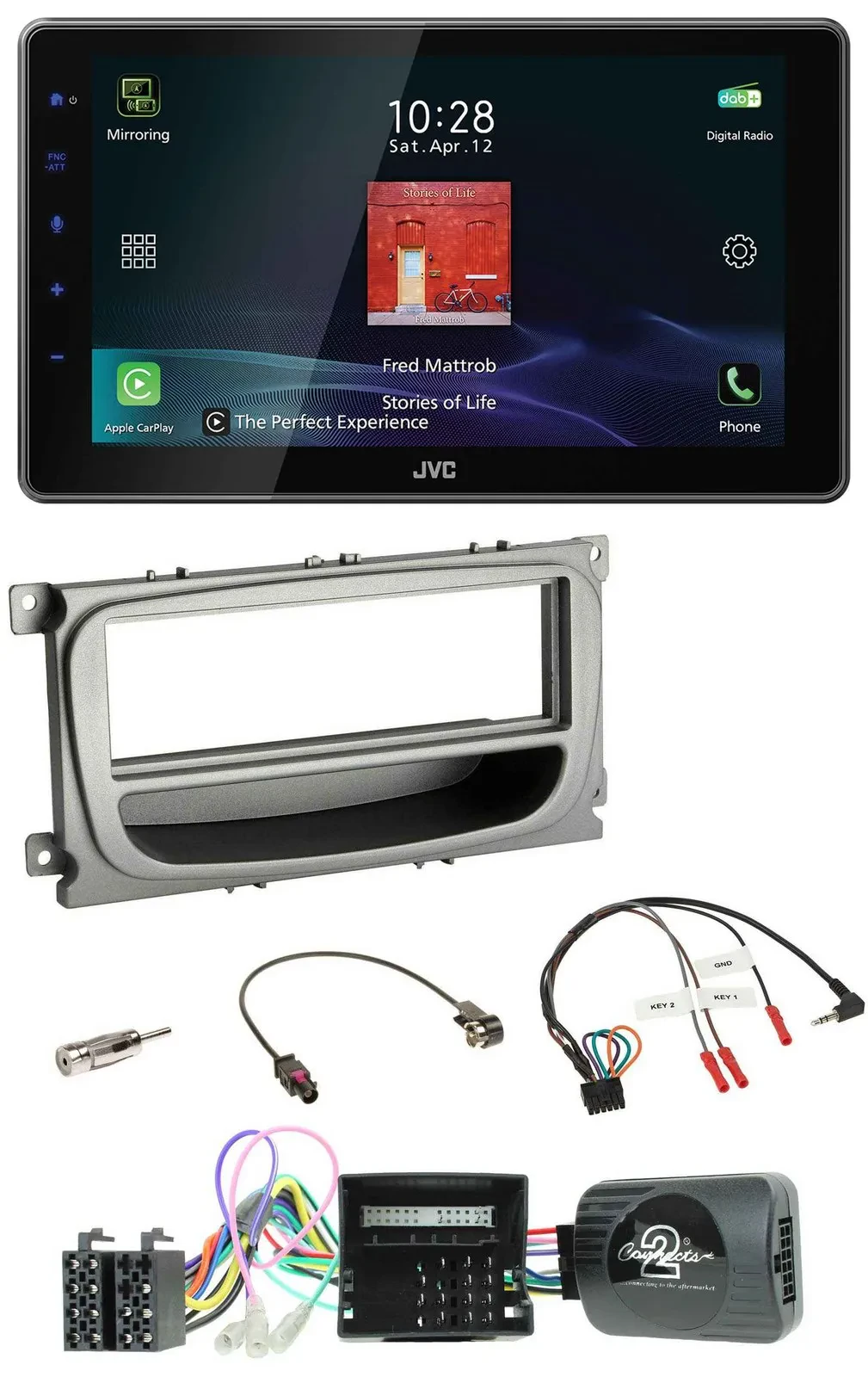 JVC DAB Lenkrad Bluetooth USB Autoradio für Ford Focus Galaxy C-Max Can ab 2007