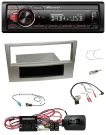 Автомагнитола Pioneer 1-DIN DAB USB для Opel Corsa D (2009–2014), цвет сатиновый камень, совместима с управлением на руле