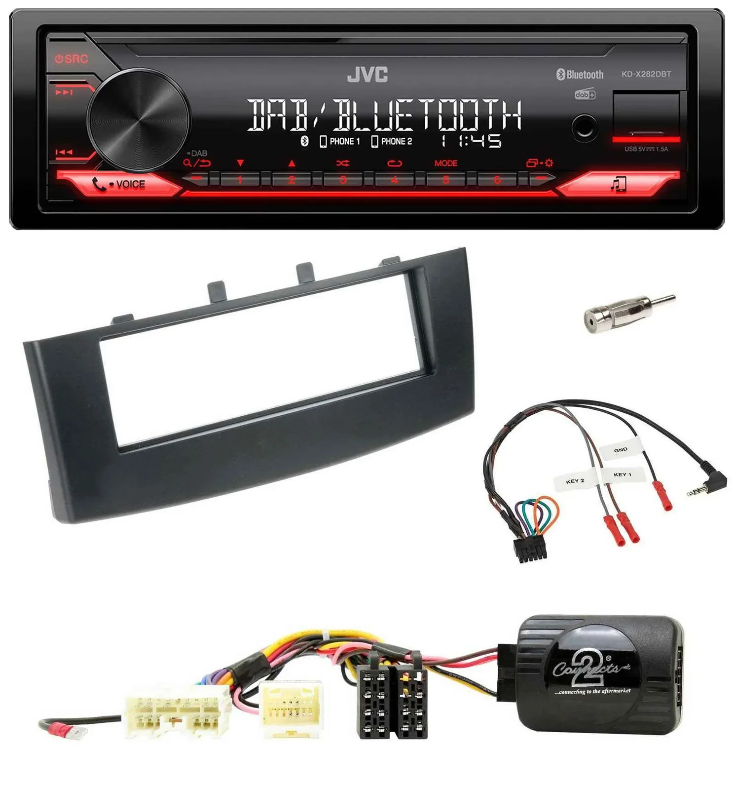 JVC Bluetooth USB DAB Lenkrad Autoradio für Mitsubishi Colt 2008-2012