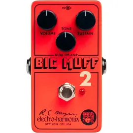 Electro-Harmonix Big Muff Pi 2 Dual Op-Amp Fuzz Effects Pedal - Red