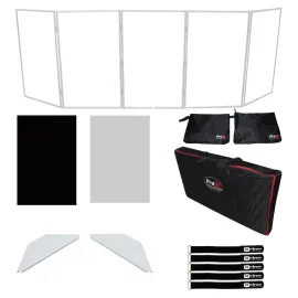 ProX XF-5X3048W White Aluminum 5 Panel DJ Facade w White Shelves & Bag idjnow