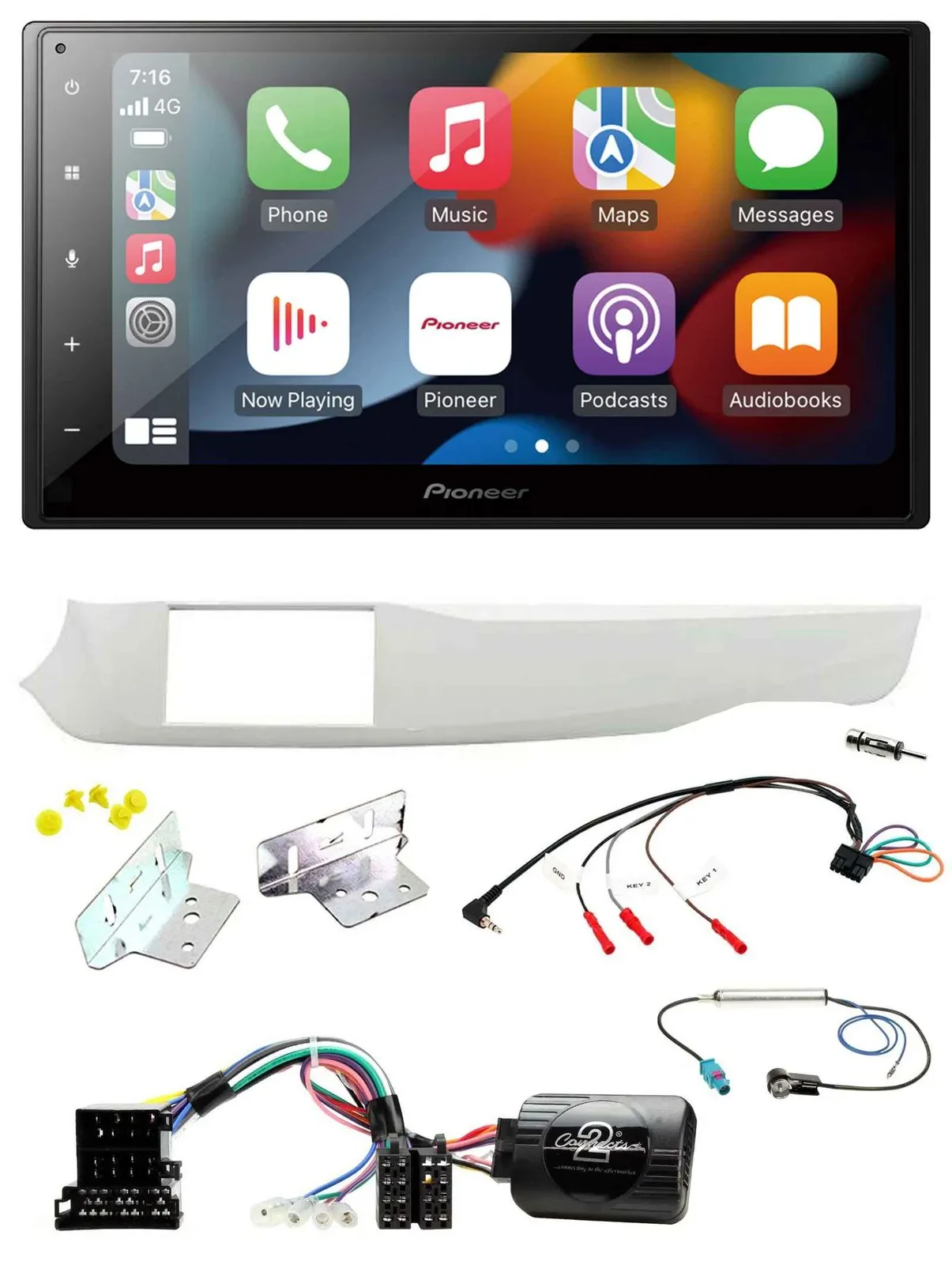 Автомагнитола Pioneer 2 DIN, DAB, Bluetooth, USB для Alfa Romeo Giulietta 2010–2014, совместимая с кнопками на руле