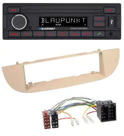 Автомагнитола Blaupunkt DAB, MP3, Bluetooth, USB для Fiat 500 (с 2007), перламутрово-серый/бежевый