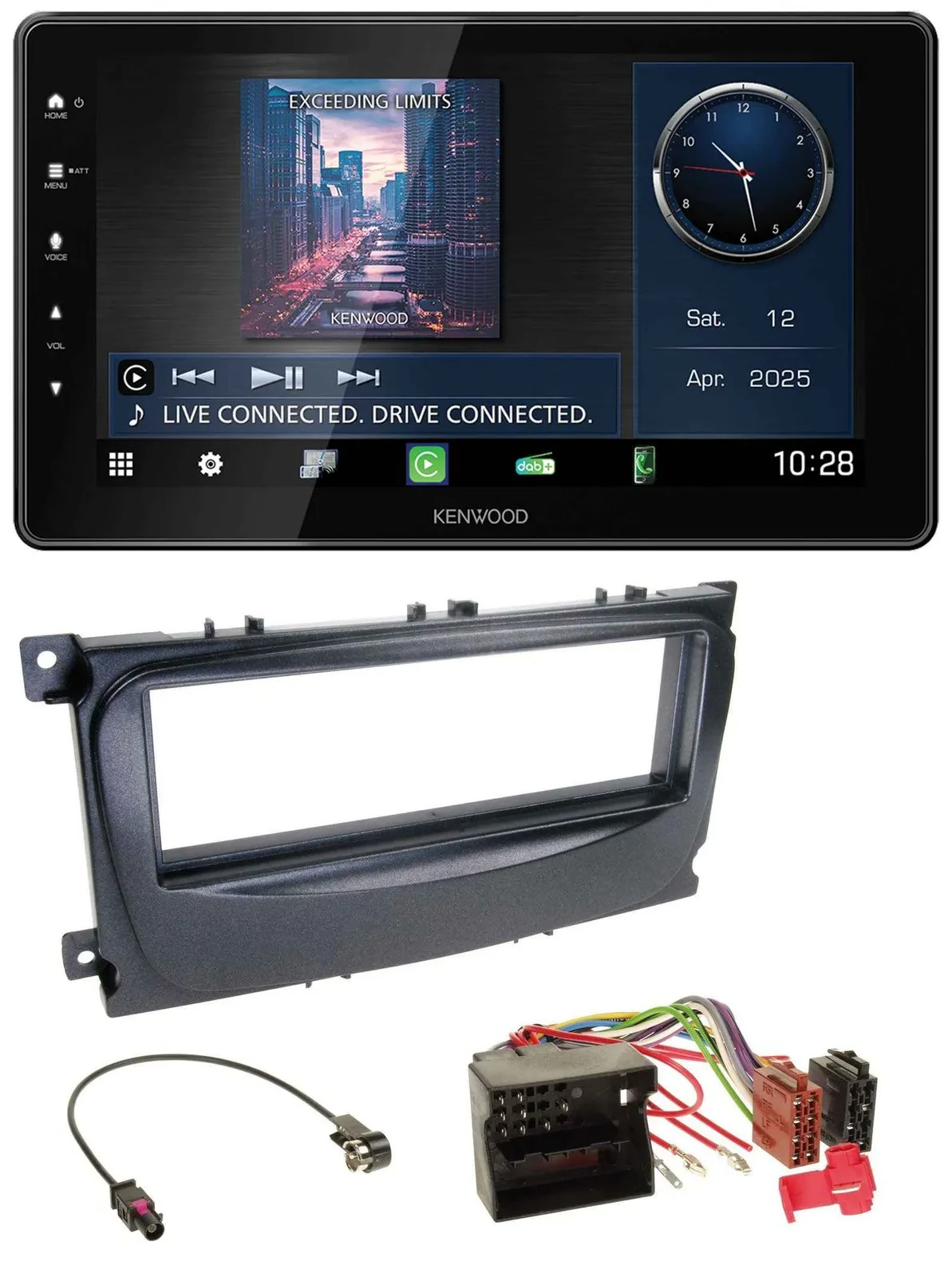 Kenwood MP3 Bluetooth USB DAB Autoradio für Ford Focus C-Max Galaxy ab 2007 schw