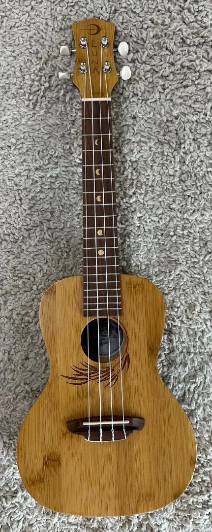 Luna Guitars Luna Uke Bamboo Series Concert Size Acoustic Ukulele with Gig Bag