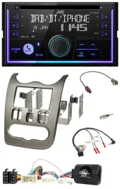 JVC Lenkrad USB 2DIN DAB Bluetooth CD Autoradio für Dacia ab 2012 dunkelsilber