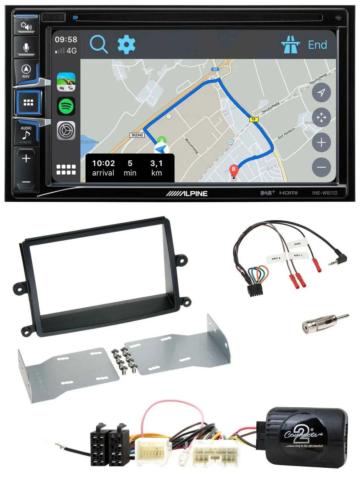 Alpine DAB TMC Bluetooth 2DIN USB Lenkrad Navigation für Mitsubishi L200 06-15