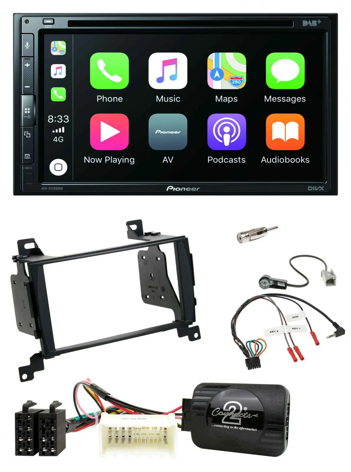 Pioneer DVD 2DIN Lenkrad DAB Bluetooth USB Autoradio für Hyundai Santa Fe 07-12