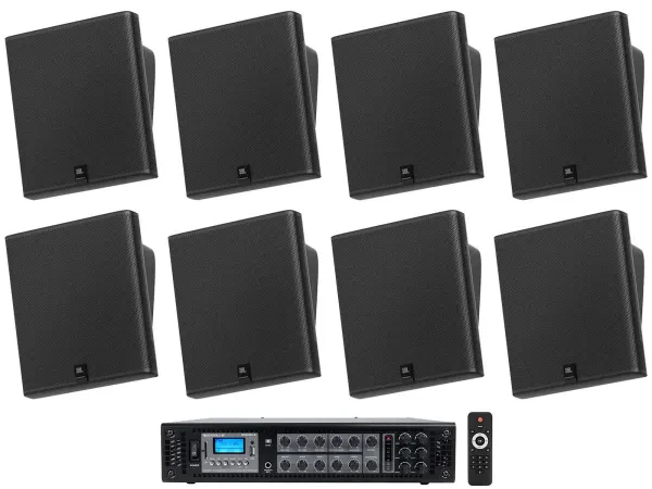 Настенная акустика JBL SLP12/T Black с усилителем (8 штук)