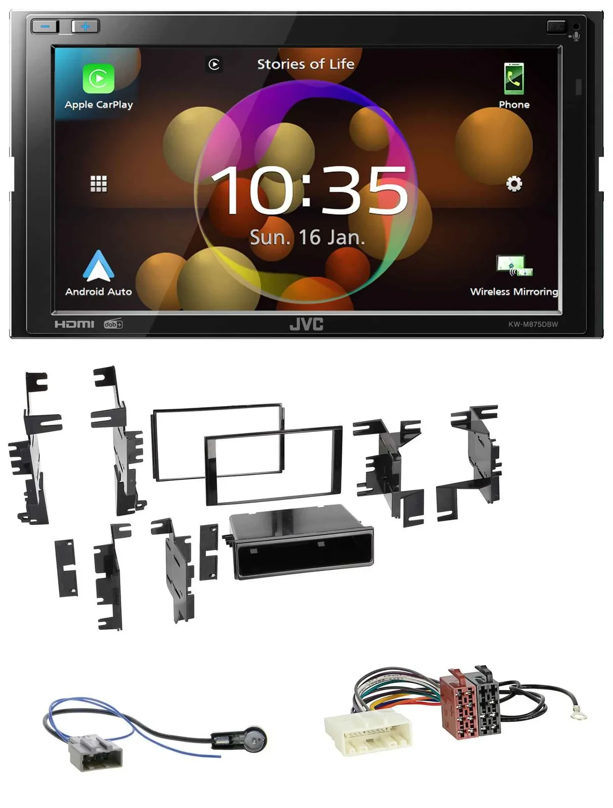 JVC DAB MP3 2DIN Bluetooth USB Autoradio für Nissan Micra 13-17 schwarz glänzend