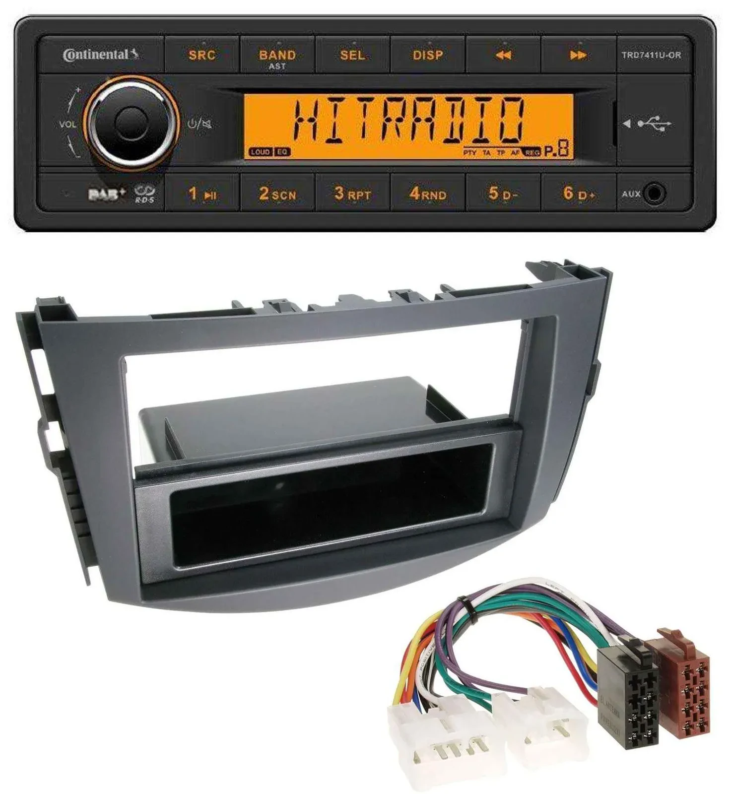 Автомагнитола Continental 1DIN DAB MP3 AUX USB для Toyota RAV4 (с 2006)