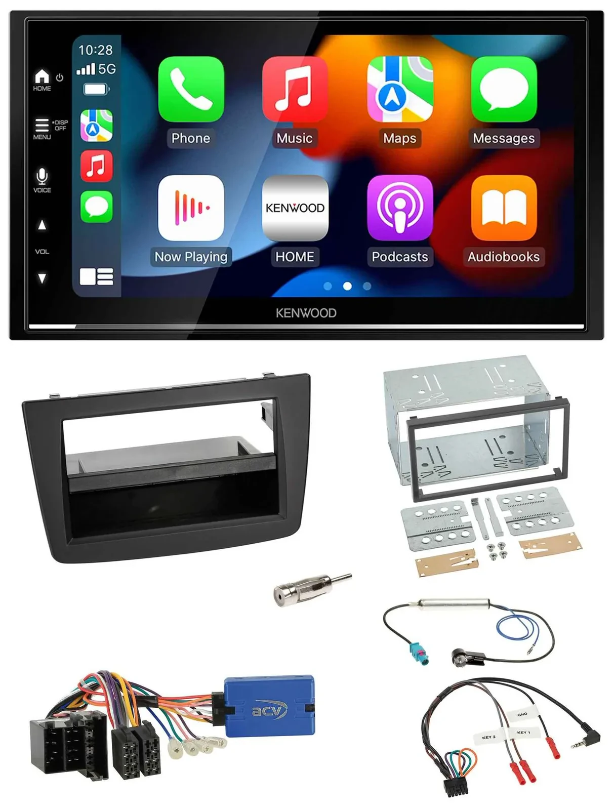 Автомагнитола для Alfa Romeo Mito Kenwood 2DIN, DAB, USB, Bluetooth, поддержка кнопок на руле