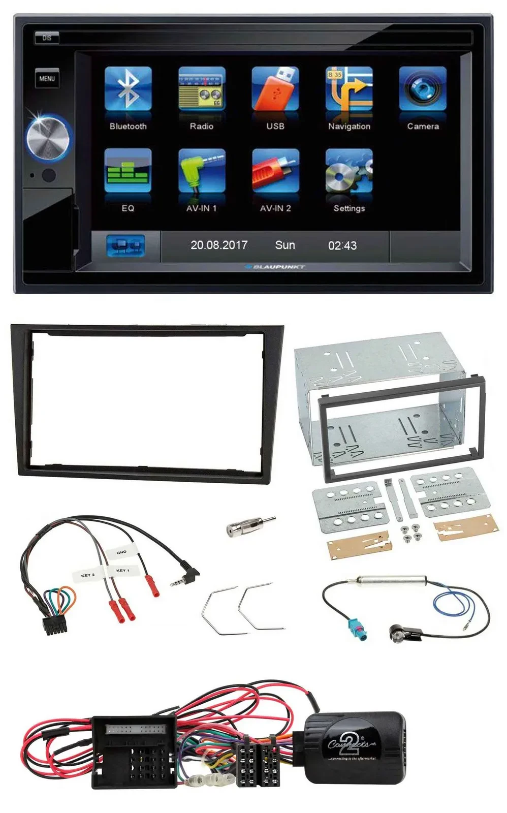 Blaupunkt Lenkrad USB Bluetooth TMC 2DIN Navigation für Opel Corsa D stealth sch