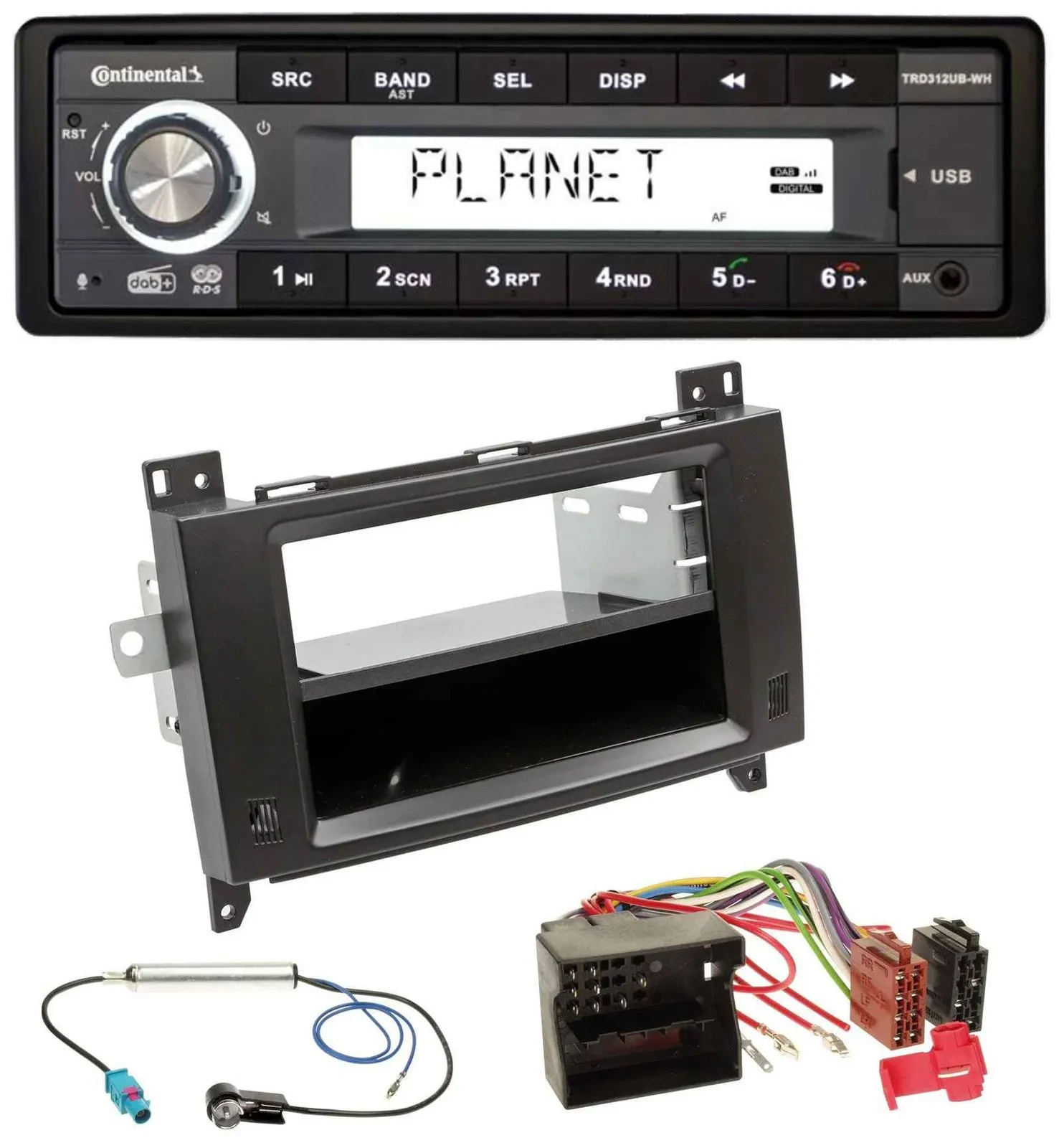 Continental USB 1DIN AUX DAB MP3 Autoradio für Mercedes Viano Vito 06-14 schwarz