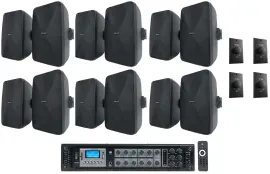 Rockville RCS650-6-Zone 70v Commercial Amplifier+(12) Speakers+(4) Wall Controls