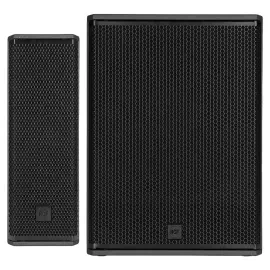 RCF NXL 14-A Compact Active Column Speaker Black w SUB18-AX 18" Subwoofer