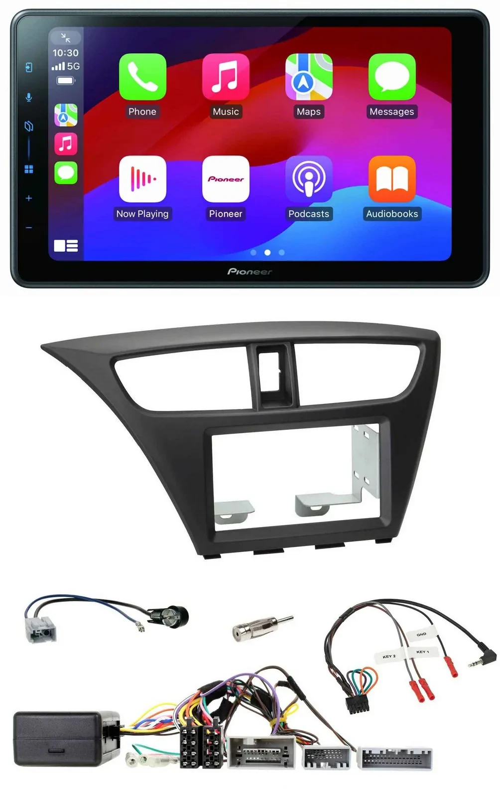 Pioneer Bluetooth 2DIN USB Lenkrad DAB Autoradio für Honda Civic ab 12 schwarz
