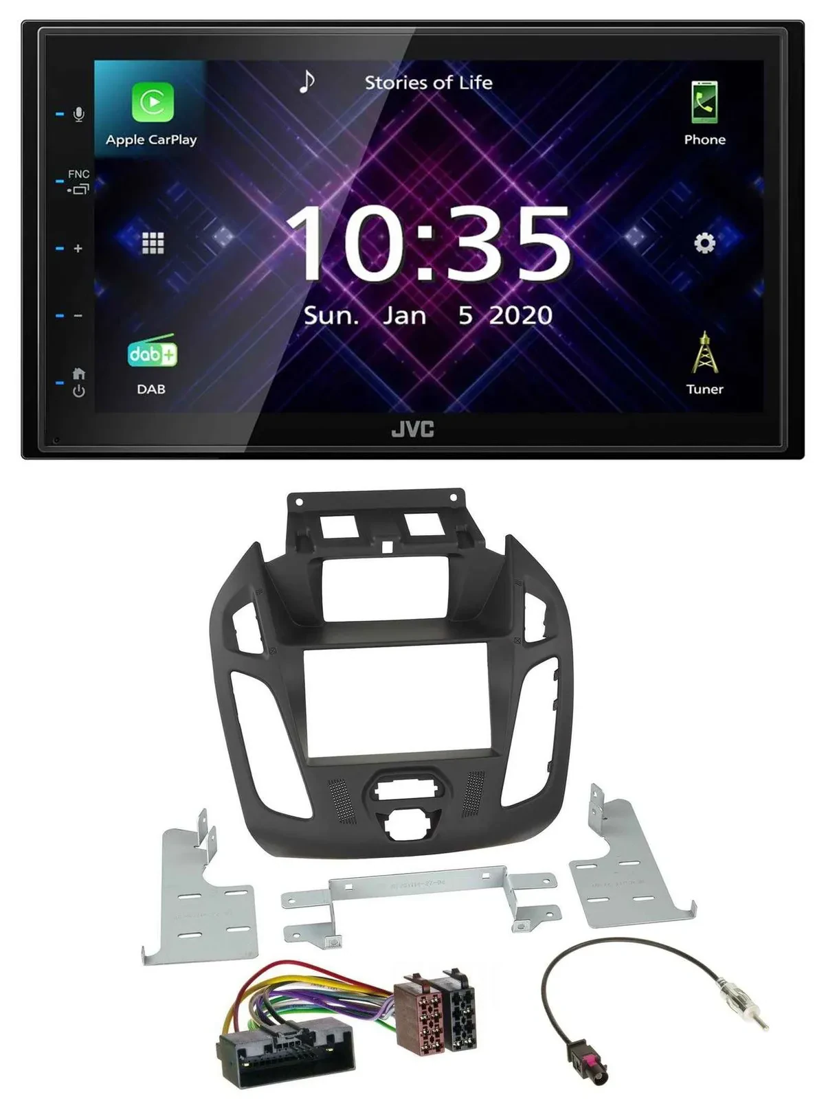 JVC DAB 2DIN MP3 Bluetooth USB Autoradio für Ford Transit 2012-2018 Display Conn