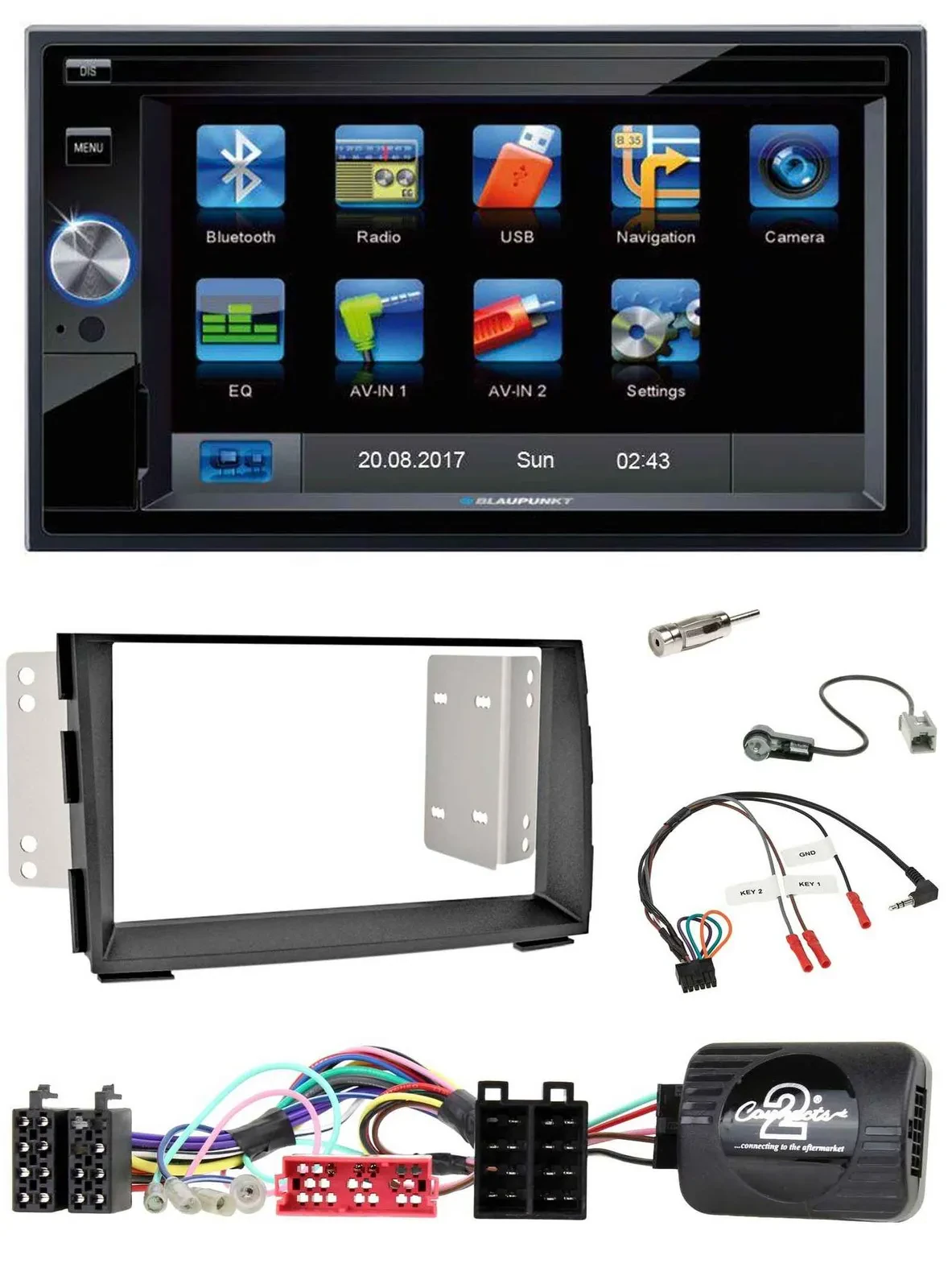 Blaupunkt SD USB TMC Bluetooth 2DIN Lenkrad Navigation für Kia Venga 2010-2019