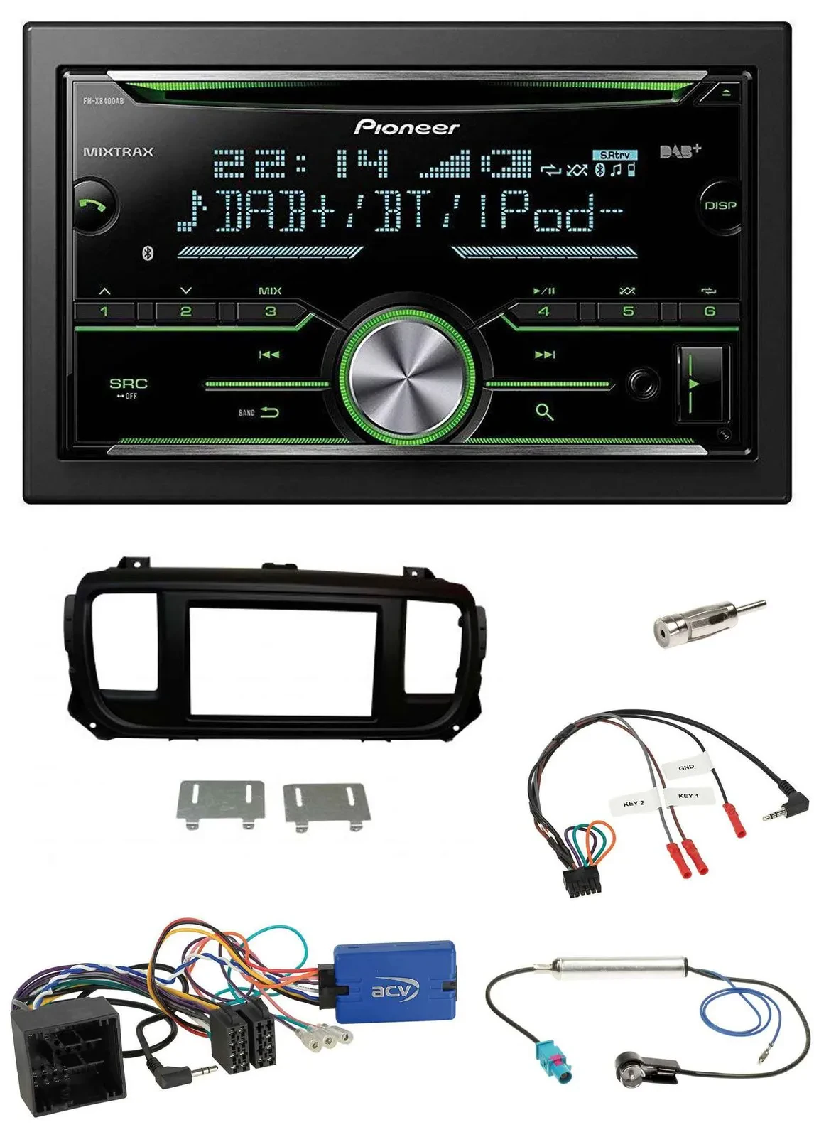 Pioneer Bluetooth Lenkrad DAB 2DIN USB CD Autoradio für Citroen Spacetourer Jump