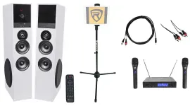 Rockville Bluetooth Home Theater/Karaoke Machine System+Wireless Mics+iPad Stand