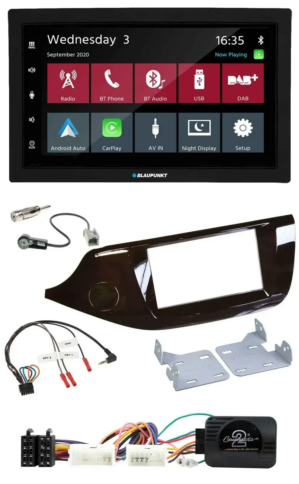Blaupunkt DAB Bluetooth USB Lenkrad 2DIN Autoradio für Kia Ceed ab 2012 glänzend