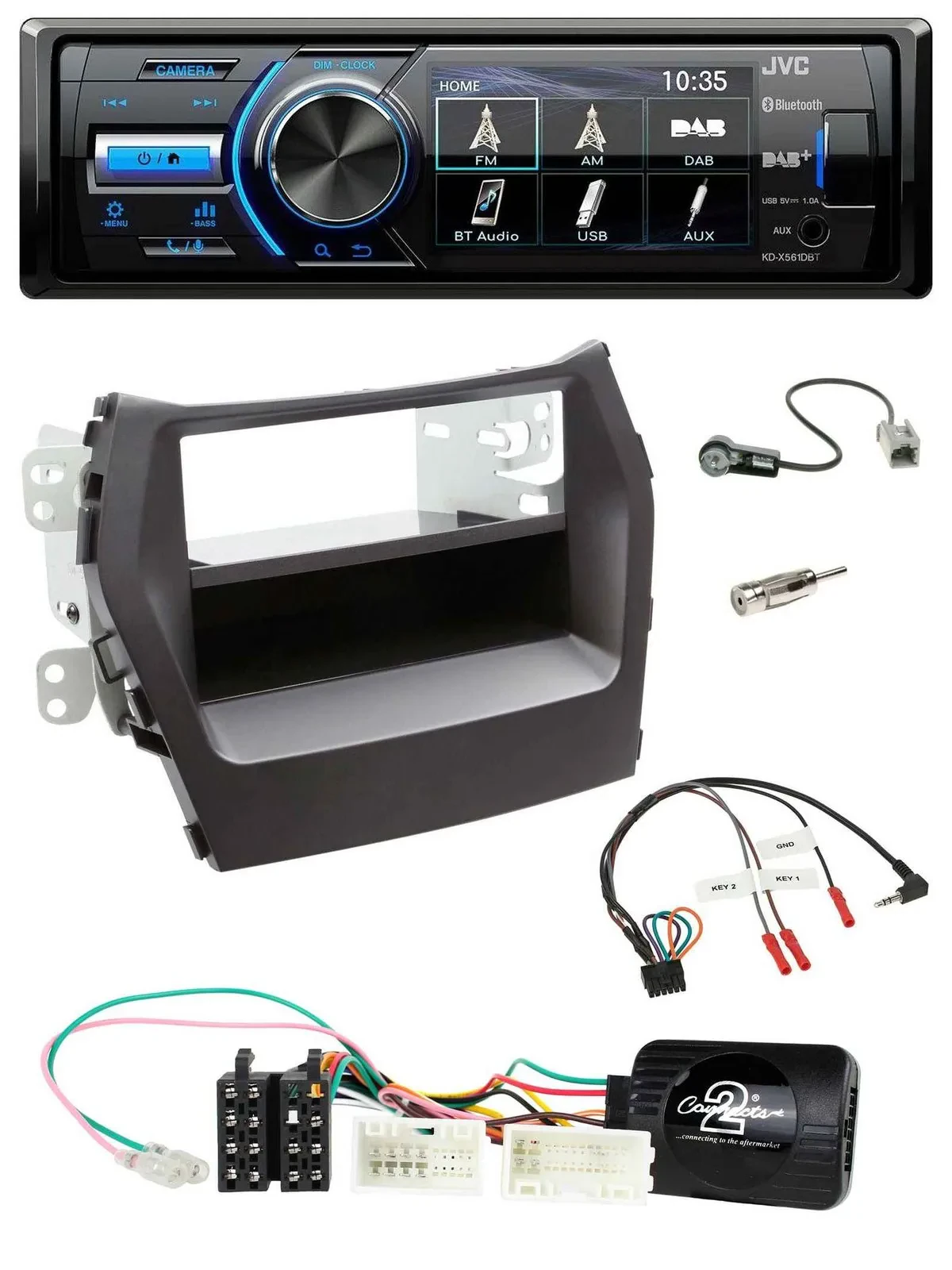 JVC Bluetooth Lenkrad USB DAB Autoradio für Hyundai Santa Fe ab 2012 schwarz