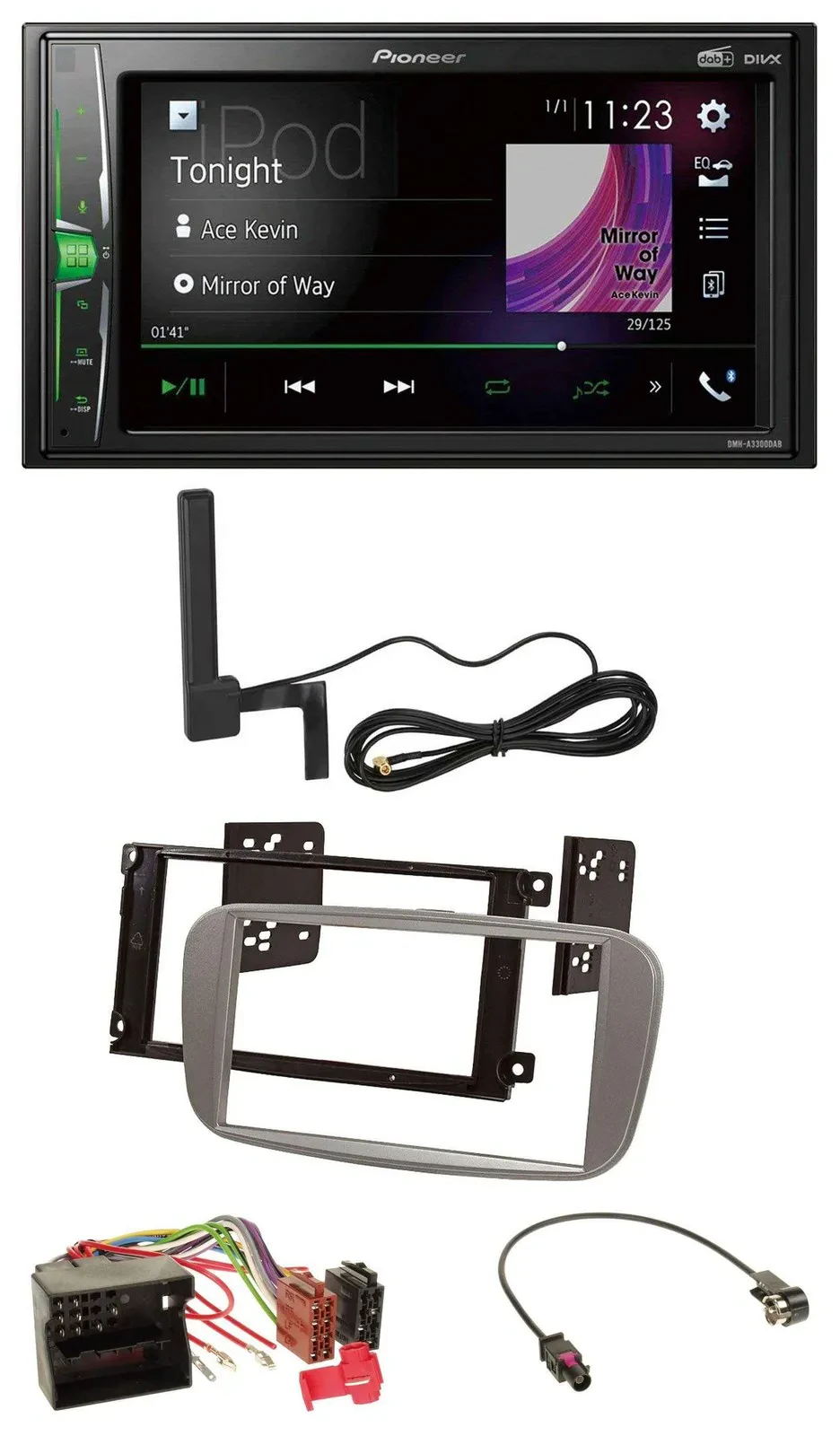 Pioneer MP3 DAB AUX 2DIN Bluetooth Autoradio für Ford Mondeo 07-14 S-Max silber