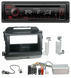 Автомагнитола Kenwood CD/USB/Bluetooth/DAB для Kia Sportage 3 (2010–2015), черный, с поддержкой кнопок на руле